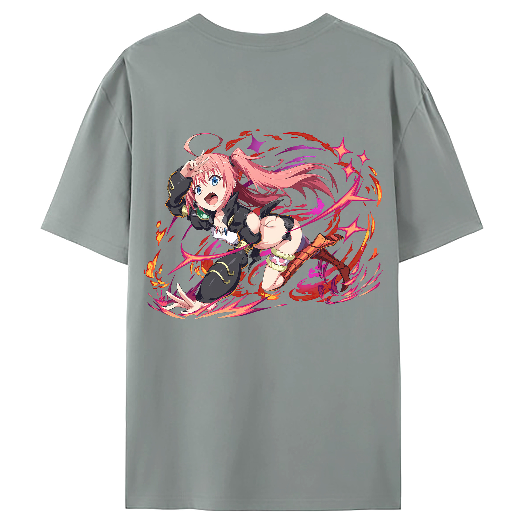 （画像用） 転スラ Regarding Reincarnated to Slime 綿100％ メンズ半袖Tシャツ（バックプリント） 通気性